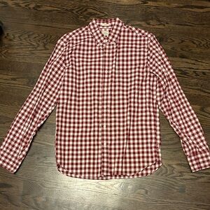 J. Crew Red and White Checkered Casual Shirt